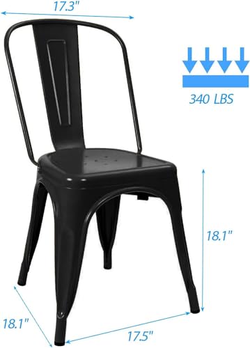 Image of Devoko Metal Dining Chair Set of 4, 18 Inch Seat Height Chair, Stackable Classic Trattoria Metal Chairs 300 Weight Capacity for Indoor Outdoor Home Kitchen Patio Cafe Restaurant Use