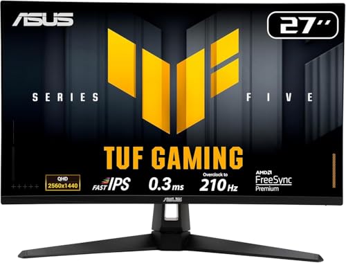 ASUS TUF Gaming VG27AQ5A-J Gaming Monitor: 27 QHD (2560x1440) 210Hz(OC) Fast IPS ELMB SYNC 0.3ms GTG (min.) Stereo Speaker DisplayWidget Center Black - Edition infiniarc