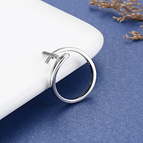Apotie True Love Waits Cross Ring - 925 Sterling Silver Christian Heart Adjustable Rings Jewelry Gift For Women Girl #TOP4