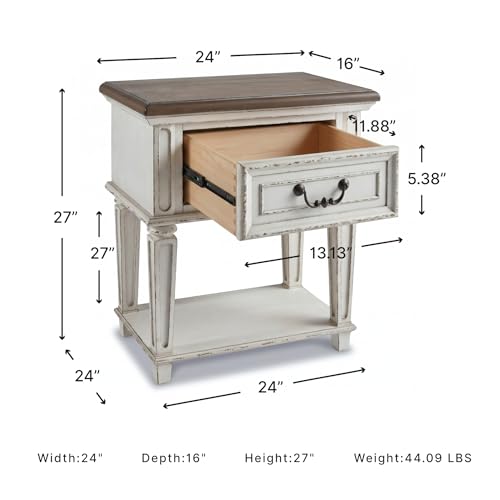 Image of Signature Design by Ashley Realyn 24-in French Country 1-Drawer Nightstand