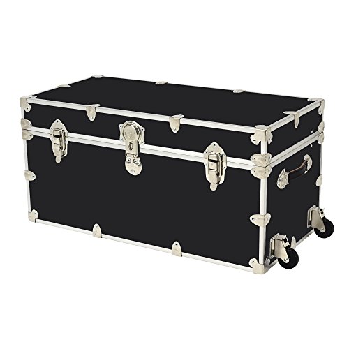 Rhino Dorm Armor Trunk with Wheels, 35" x 17" x 17", Black