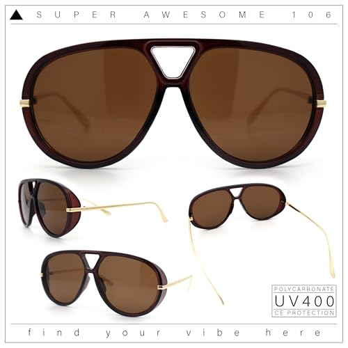 SA106 Iconic 80s Oversized Round Racer Metal Arm Plastic Sunglasses2