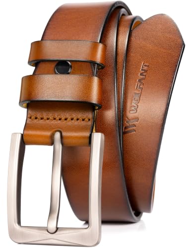 Image of WOLFANT 1.5 inch Full Grain Leather Belt for Men,100% Italian Solid Leather