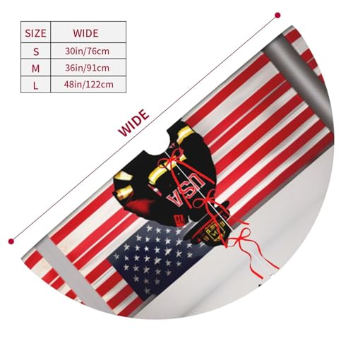 Jupe d'arbre de Noël rouge pompier américain imprimé drapeau durable - 6