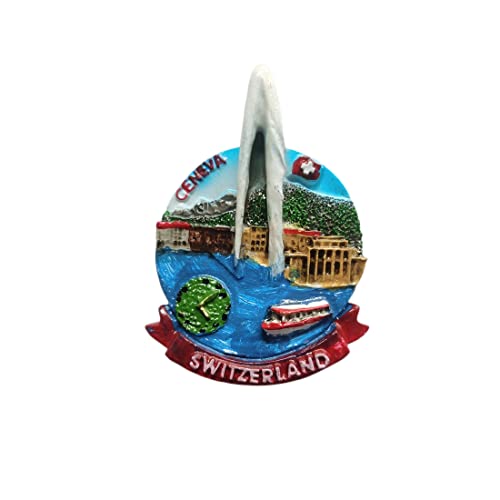 3D Ginebra Suiza imán de nevera regalo de recuerdo, resina hecha a mano Ginebra imán de refrigerador colección de decoración para el hogar y la cocina