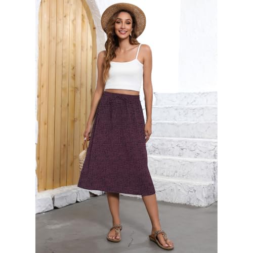 Image of Witsmile Flowy Skirt Elastic High Waist A-Line Skirt with Pockets Bohemia Cover-up for Women 2026 Trendy(S-2XL)