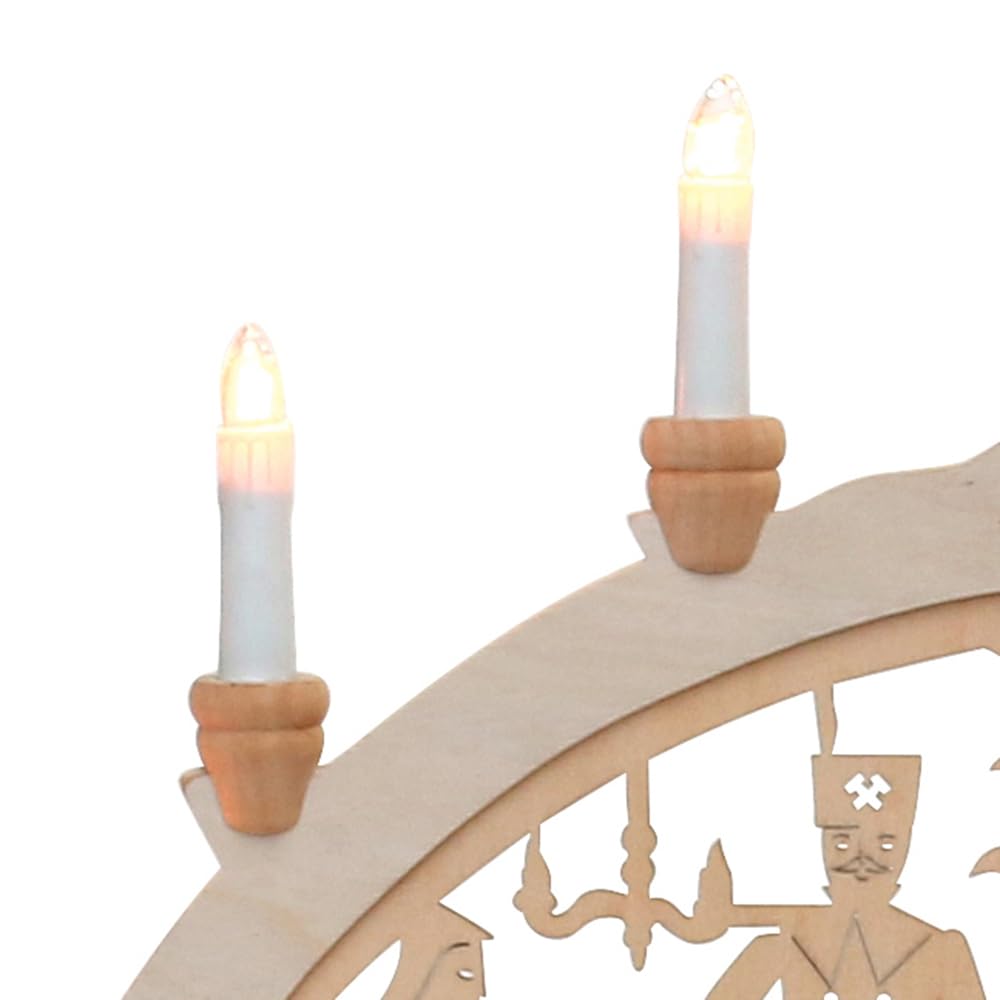 Wichtelstube-Kollektion Holz Schwibbogen Lichterbogen Bergleute in Seiffen XL 58cm Schwippbogen Weihnachten Weihnachtsbogen Schwibbogen Weihnachten 7 Kerzen 230V Anschluss