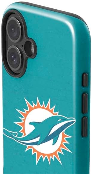 Skinit Impact Phone Case Compatible with iPhone 16 - Officially Licensed NFL Miami Dolphins Distressed- Aqua Design