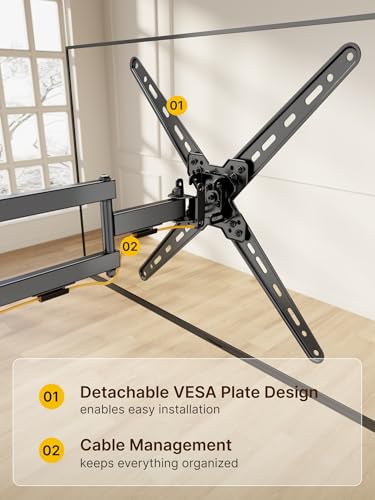 Image of monTEK Full Motion TV Wall Mount Bracket for Most 13-55 Inch LED LCD Flat Screen TVs & Monitors, Swivel Tilt Extension Rotation with Articulating Arms, TV Mount Max VESA 400x400mm, up to 55lbs