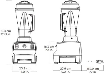 Vitamix Vitaprep 3 blender dimensions