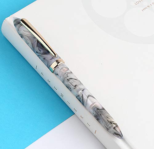 Erofa S1 Acrylic Celluloid Gray Fountain Pen With Ink Refills Converter And Gift Box Pen Set - Bent Nib #TOP1