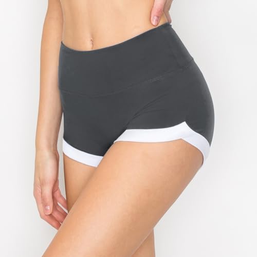 Image of ALWAYS Women's Super Soft Casual Yoga Workout Shorts with Hem Charcoal White XS