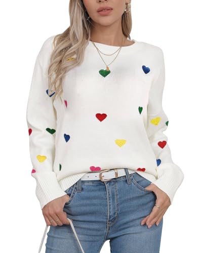 Image of Womens American Flag Sweater Crew Neck Casual Pullover Sweater