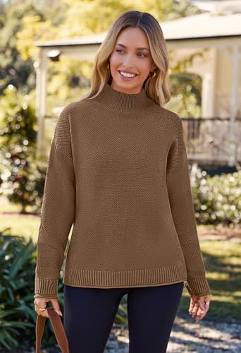 Image of MEROKEETY Women's Turtleneck Long Sleeve Sweater 2025 Fall Cozy Knit Loose Casual Trendy Pullover Tops Winter Clothes