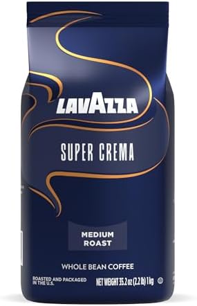 Lavazza Super Crema Whole Bean Coffee, Medium Espresso Roast, Arabica and Robusta Blend, 2.2 lb Bag, Package May Vary (Pack of 1)