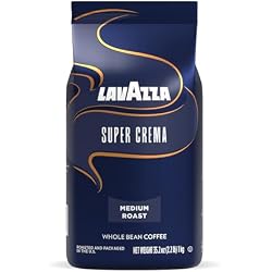 Lavazza Super Crema Whole Bean Coffee, Medium Espresso Roast, Arabica and Robusta Blend, 2.2 lb Bag, Package May Vary (Pack of 1)