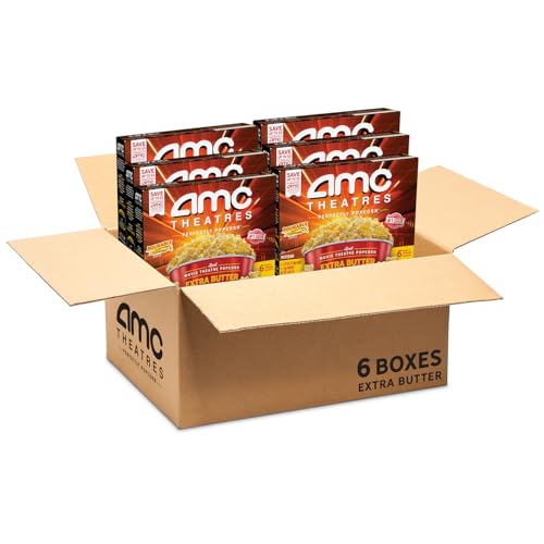 AMC Theatres Microwave Popcorn, Extra Butter, 2.75 oz (6 Boxes, 36 Count)