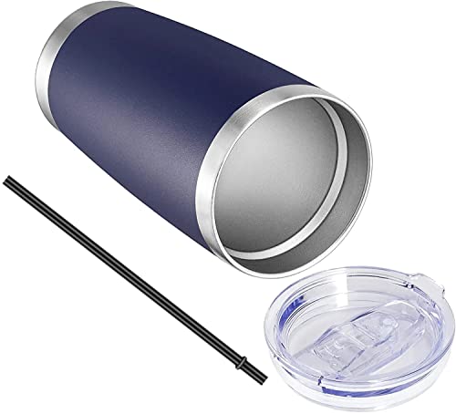 VEGOND 20oz Tumbler with Lid and Straw Stainless Steel Tumbler Cup Bulk Vacuum Insulated Double Wall Travel Coffee Mug Powder Coated Coffee Cup(Navy Blue 12 Pack