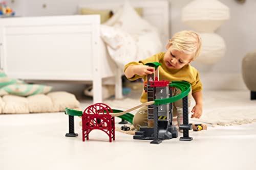 Image of BRIO World Lift & Load Warehouse Set - 32-Piece Wood Train Set - Works with All Wooden Railway Sets - Includes 4-Level Elevator, Vehicles, Tracks & Full Station - MESH Accredited for Ages 3+