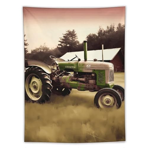 Tapisserie d'art abstrait de tracteur ancien en polyester grande taille pour mur