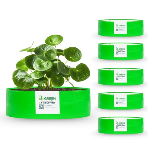 Image of HDPE Grow Bags for Plants 12X6 Inch (Pack of 6) | 260 GSM Heavy Duty UV-Protected Round Green Colour Plant Bags for Terrace and Vegetable Gardening | Strong & Reusable|