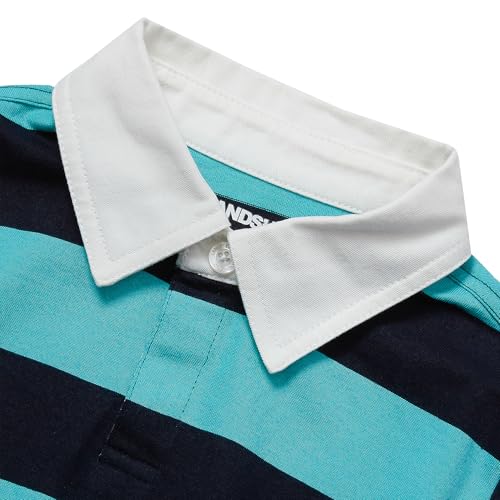 Lands' End Boys Husky Long Sleeve Collared Rugby Shirt X-Large Classic Navy/Baltic Stripe2