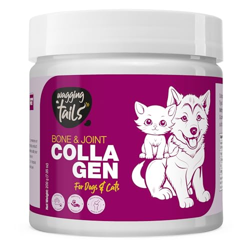 Image of Wagging Tails Bone & Joint Collagen for Dogs & Cats|Best Hip & Joint Supplement for Mobility & Pain Relief|Hydrolyzed Collagen Glucosamine & MSM|All Breeds|Unflavoured Powder 200g