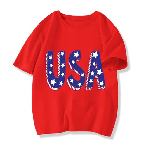 Image of Boys 4th of July Shirts-Toddler Girls Patriotic American Flag Tees Kids Memorial Day USA T-Shirts 2-7T