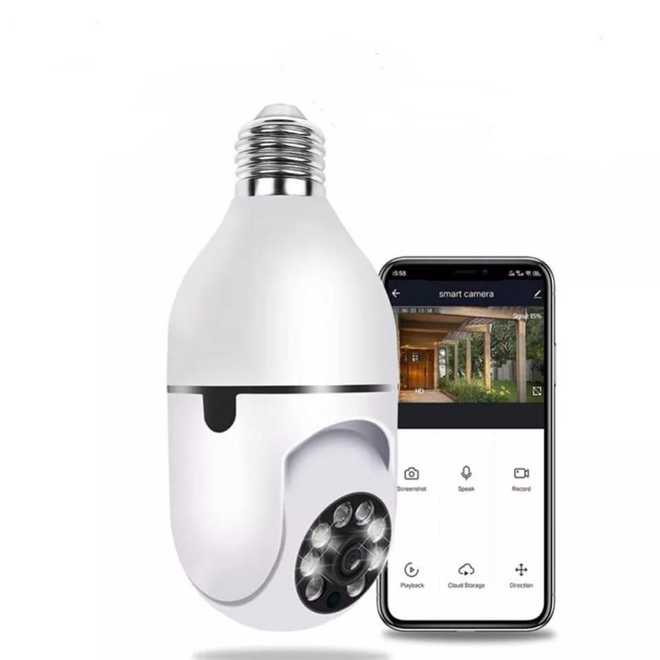 Cámara de vigilancia con Forma de Bombilla, inalámbrica, con detección de Movimiento y visión Nocturna, para el hogar y Las Mascotas