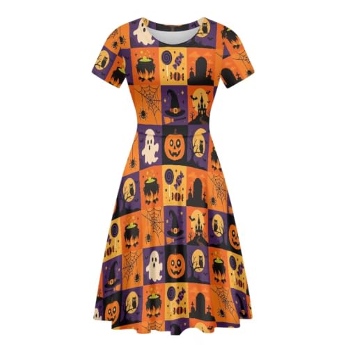 Image of Forchrinse Summer Dresses for Women Crew Neck Short Sleeve Midi Dress Casual Beach Vacation Sundress