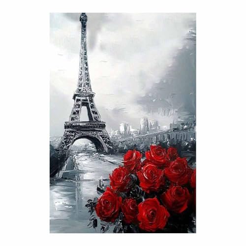 Poster d'art mural moderne noir et blanc avec touche rose rouge TERUEA pour salon 70x100cm