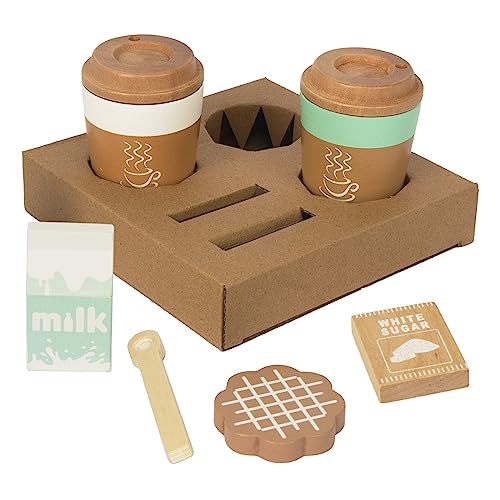 Image of WOODENFUN Pretend Play Coffee Cup Toys,Wooden Play Kitchen Accessories,Fake Food Play for Kids Kitchen,Educational Toy for Toddler Children Birthday Gift