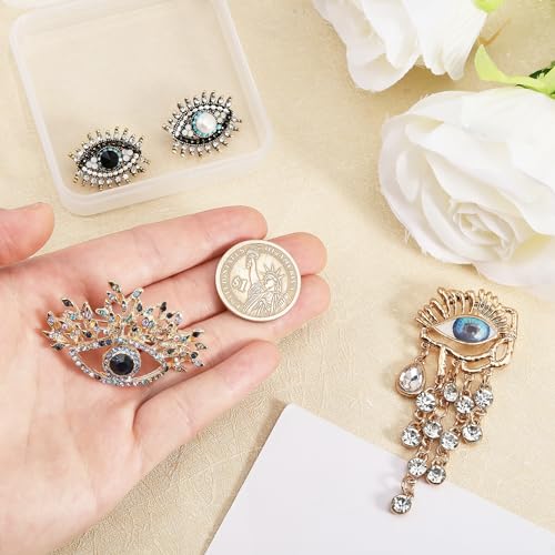 Image of 4Pcs Evil Eye Brooch Pin Crystal Rhinestones Brooch Vintage Lapel Pin Elegant Jewelry Pins for Women