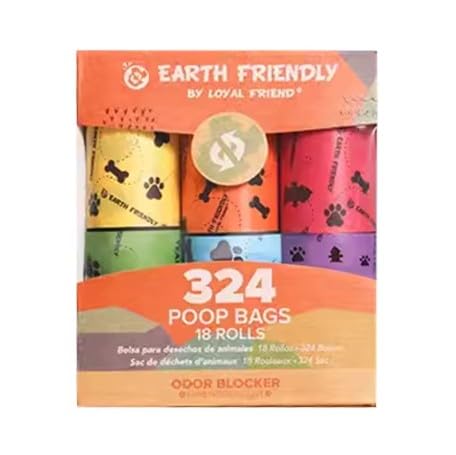 324 Lavender Scented Compostable Dog Poop Bags, 324 Count (18 Rolls) - Multi Colours - Extra Thick, Leakproof, Odour Proof Dog Waste Bags - Made from Compostable Cornstarch - Easy Tear Rolls