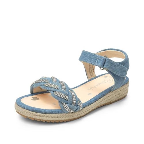 DREAM PAIRS Girls Espadrille Flatform Platform Wedge Open Toe Summer Sandals for Little Kid, Big Kid, Casual, Vacation or Formal Use 13 Little Kid Denim Blue