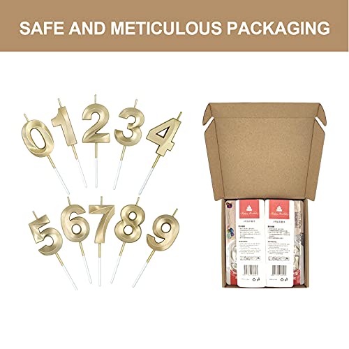 Bean Lieve Numeral Birthday Candles - Happy Birthday Cake Candles Numeric Candles Number 0 1 2 3 4 5 6 7 8 9 Used For Cake Decoration On Birthday And Wedding Anniversary Celebration (Champagne Gold) #TOP6
