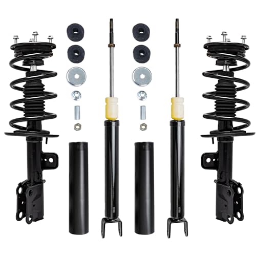 Image of Detroit Axle - 4pc Struts Shock Absorbers for 2013-2019 Ford Taurus, 2 Front Struts & Coil Spring Assembly 2 Rear Shock Absorbers 2014 2015 2016 2017 2018 Replacement