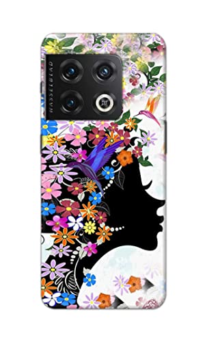 Image of Printed Hard Back Cover Case for OnePlus 10 Pro 5G Back Cover (Floral Hairstyle Girl) -1803