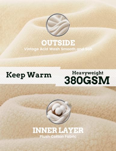 Image of FAIABLE Womens Oversized Acid Wash Hoodie Unisex Heavyweight Fleece Cotton Hoodies Vintage Washed Sweatshirt for Women