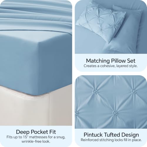 Image of BEDELITE King Comforter Set Cornflower Blue,Lightweight & Soft Comforter
