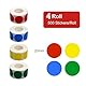 Klebepunkte Bunt Groß 4 Rollen Rot, Gelb, GrüN, Blau Wiederverwendbare Sticker Wasserfest AblöSbar Kupferfarbenes Papier Bunte Klebepunkte Kodierung Runde Sticker 500 Aufkleber Pro Rolle