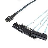 Mini SAS Cable with SATA Power, CableCreation Internal Mini SAS 36 Pin to 4 x 29 Pin Cord with SATA Power, SFF-8087 to SFF-8482 Cable, 3.3 FT