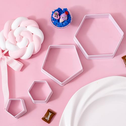 Ieron 4 Pieces Football Pattern Cookie Cu-tters,Hexagon Cookie Cu-tter,Soccer DIY Fondant molds Cu-tter - Image 4