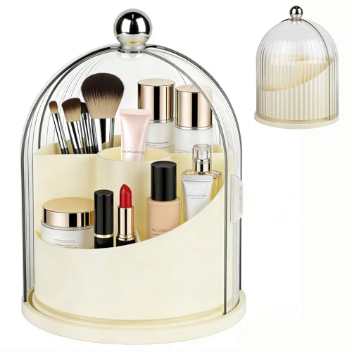 Porte-Pinceaux de Maquillage Anti-Poussière : Organisateur Rotatif pour Coiffeuse Propre