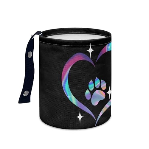 Image of Dog Paw Heart Car Garbage Can Mini Car Trash Bin Hanging Headrest with Adjustable Buttons Multipurpose Car Organizer