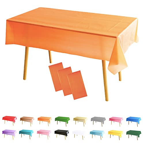 3 Pièces Nappe Rectangle (137 x 274 cm) Orange Nappe de Table Anti-tâches Polyester Couverture de Table Protection de Table pour Salle à Manger, Jardin, Fête,...