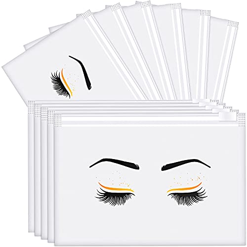 60 Pieces Eyelash Aftercare Bags Eyelash Cosmetic Bags Empty Eyelash Makeup Bags Lash Zipper Pouches EVA Eyelash Eyebrow Printed Bags Multipurpose Toiletry Bags for Women Girls, 6 x 4 Inch (Clear)