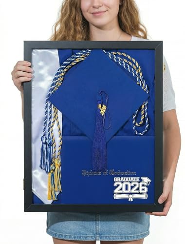 Walasis Graduation Shadow Box Frame: Large 17x21in Display Case Black
