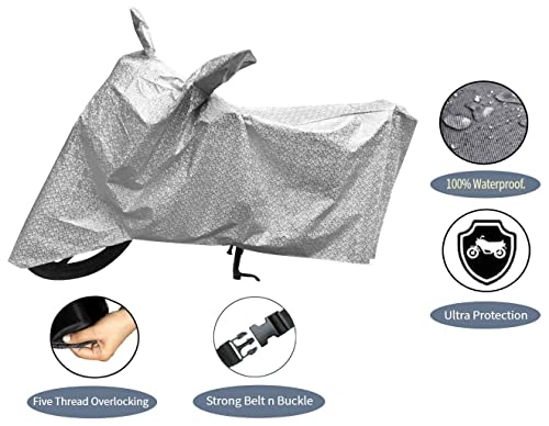 Image of Auto Hub Waterproof Bike Cover Compatible with Splendor Plus Dustproof, UV Protection Two Wheeler Bike Splendor Plus Cover - Metallic Silver