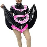 Plus Size Lockable Sissy Dress PVC Cute Lolita Maid Costumes Japanese Anime Cosplay Cross Dressing Uniform Apron (6X-Large,Pink,6X-Large)